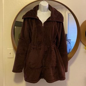 EDDIE BAUER Fleece Parka Size M Plum